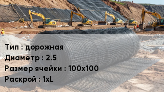 Сетка композитная дорожная d=2.5 Ячейка: 100х100 1хL